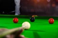 Snooker black one ball is the target in aiming of snooker player in game. Royalty Free Stock Photo
