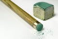 Snooker cue and chalk