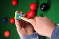 Snooker Cue Chalking Royalty Free Stock Photo