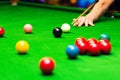 Snooker - man aiming the cue ball Royalty Free Stock Photo