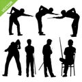 Snooker player silhouettes vector Royalty Free Stock Photo