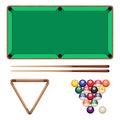 Snooker and pool gaming elements isolated on white. Billiard table Royalty Free Stock Photo