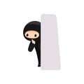 Snooping cute ninja isolated on white background Royalty Free Stock Photo