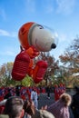 Snoopy Balloon at Thanksgiving Parade in NYC. Macy`s Parade in Manhattan