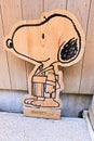 Snoopy smile funny face cute Peanuts comics character woodwork statue