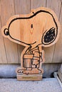 Snoopy smile funny face cute Peanuts comics character woodwork statue