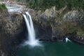 Snoqualmie Falls in long exposure dropping in the splash pool Royalty Free Stock Photo