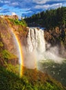 Rainbow across Snoqualmie Falls Royalty Free Stock Photo