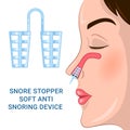 Snore Stopper Soft Anti Snoring Device vector illustration