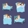 Snoring couples set.