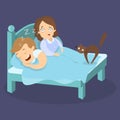 Snoring husband in bed. Royalty Free Stock Photo