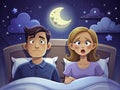 Snoring Husband and Insomnia A Couples Sleep Struggle Illustration for Understanding and Solutions Royalty Free Stock Photo