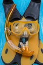Snorkel, dive mask and flippers Royalty Free Stock Photo