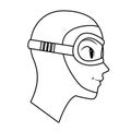 Snorkel diving avatar cartoon character black and white Royalty Free Stock Photo