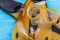 Snorkel, diving mask and flippers Royalty Free Stock Photo