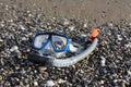 Snorkel and scuba mask on beach photo Royalty Free Stock Photo
