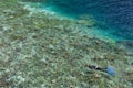 Snorkeler Explores Shallow Reef in Raja Ampat Royalty Free Stock Photo
