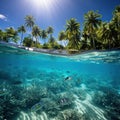 Snorkeling in Aitutaki Lagoon Cook Islands Made With Generative AI illustration