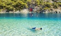 Snorkeling in Blue Lagoon in Oludeniz Royalty Free Stock Photo