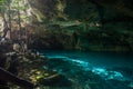 Snorkeling Cenote cavern at Tulum. Cancun. Traveling Through Mex