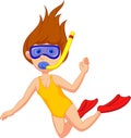 Snorkeling girl cartoon Royalty Free Stock Photo