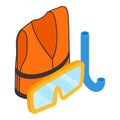 Snorkeling icon, isometric style