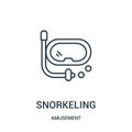 snorkeling icon vector from amusement collection. Thin line snorkeling outline icon vector illustration