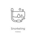 snorkeling icon vector from hobbies collection. Thin line snorkeling outline icon vector illustration. Outline, thin line