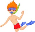 Snorkeling kid cartoon