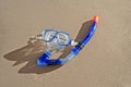 Snorkeling mask on a beach