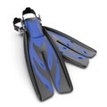 Snorkeling or Scuba Fins or flippers on white. 3D illustration.