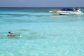 Snorkeling in seawater emerald color