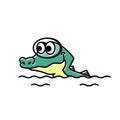 Snorkeling Swimming Crocodile Alligator Funny Cute Character Cartoon Mascot