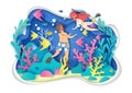 Snorkeling vector concept for web banner, website page Royalty Free Stock Photo