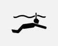 Snorkeling Icon Snorkel Man Dive Diving Water Sport Activity Vector Black White Icon Royalty Free Stock Photo