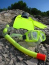 Snorkling mask and fins Royalty Free Stock Photo