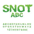 Snot font. Snivel alphabet. Green slime letters. Booger ABC. Slippery lettering. Mucus typography