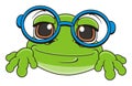 Snout of frog in glasses