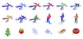 Snow angel icons set isometric vector. Winter making