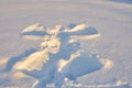 Snow angel in the winter forest in the sun Royalty Free Stock Photo