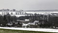 Snow around Neubourg Castle in Gulpen, South Limburg, Netherlands
