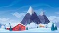 Snow Avalanche Cartoon Composition