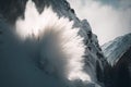 snow avalanche coming down the mountain Generative AI Royalty Free Stock Photo