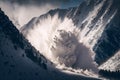 snow avalanche coming down the mountain Generative AI Royalty Free Stock Photo