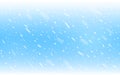 Snow background blue. Heavy snowfall with defocused flakes. Winter texture with snowstorm. Christmas falling snowflakes