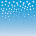Snow falling snowflakes blue transparent background wallpaper vector template Royalty Free Stock Photo