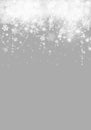 Snow background. Grey Christmas snowfall with defocused snowflakes. Winter concept with falling snow. Holiday texture Royalty Free Stock Photo