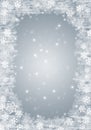 Snow background. Light grey Christmas snowfall with defocused flakes. Winter concept with falling snow. Holiday texture and white Royalty Free Stock Photo