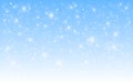 Snow background. Winter realistic snowfall. Defocused snowflakes on blue backdrop. Cold Christmas texture. Snowstorm and Royalty Free Stock Photo