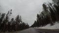 Snow banks linger along mountain road